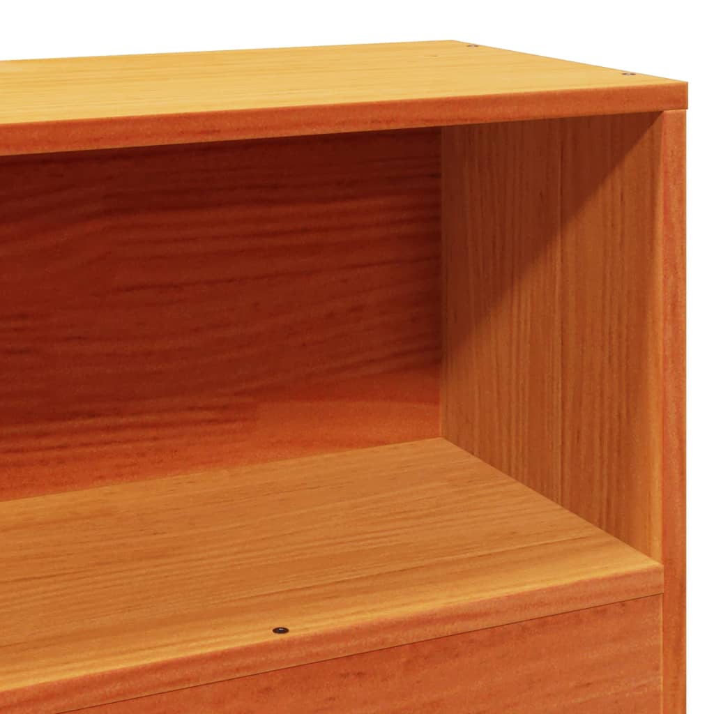 Lit bibliothèque sans matelas cire marron 100x200 cm pin massif - XIOS