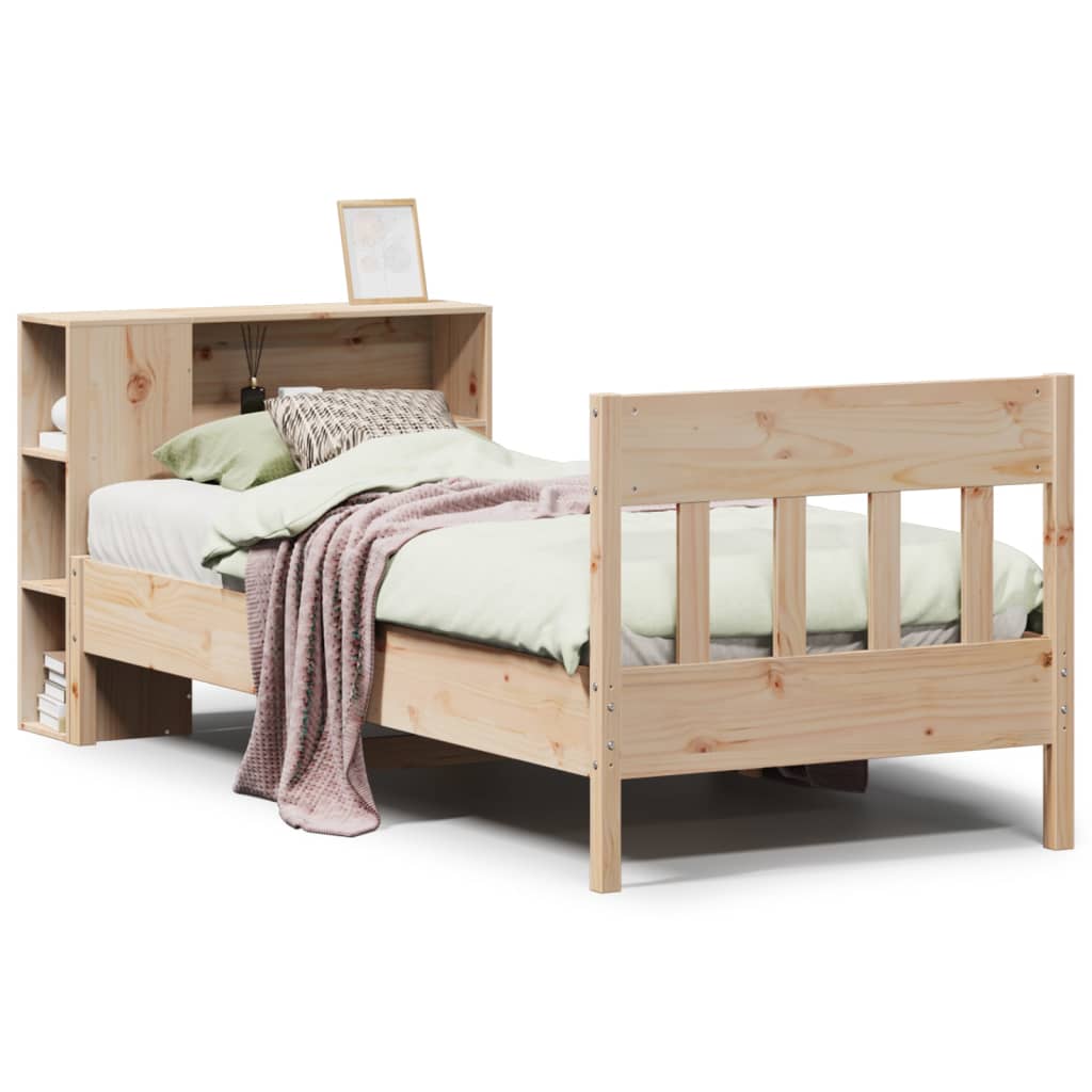 Lit bibliothèque sans matelas 75x190 cm bois de pin massif - XIOS