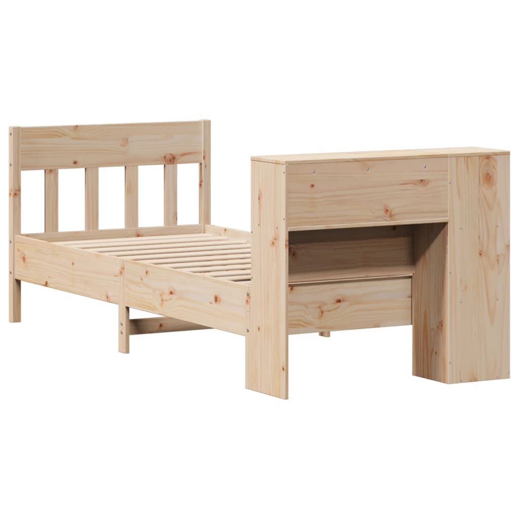 Lit bibliothèque sans matelas 75x190 cm bois de pin massif - XIOS