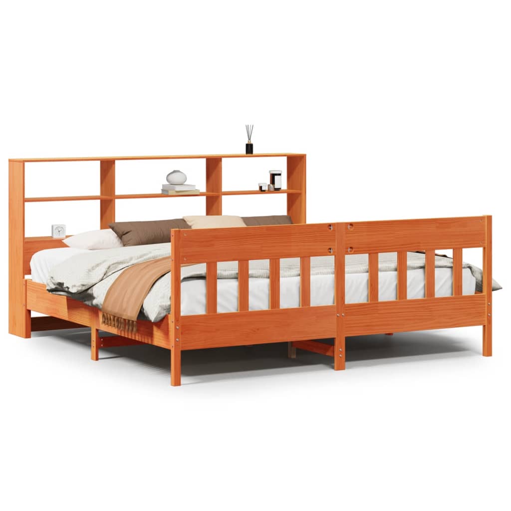 Cadre de lit sans matelas cire marron 180x200cm bois pin massif - XIOS