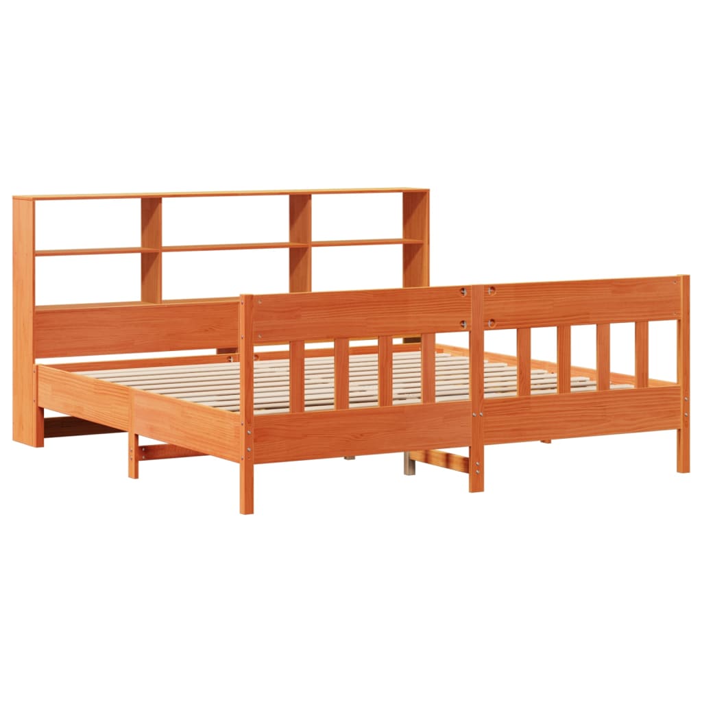 Cadre de lit sans matelas cire marron 180x200cm bois pin massif - XIOS