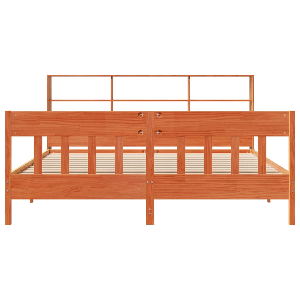 Cadre de lit sans matelas cire marron 180x200cm bois pin massif - XIOS