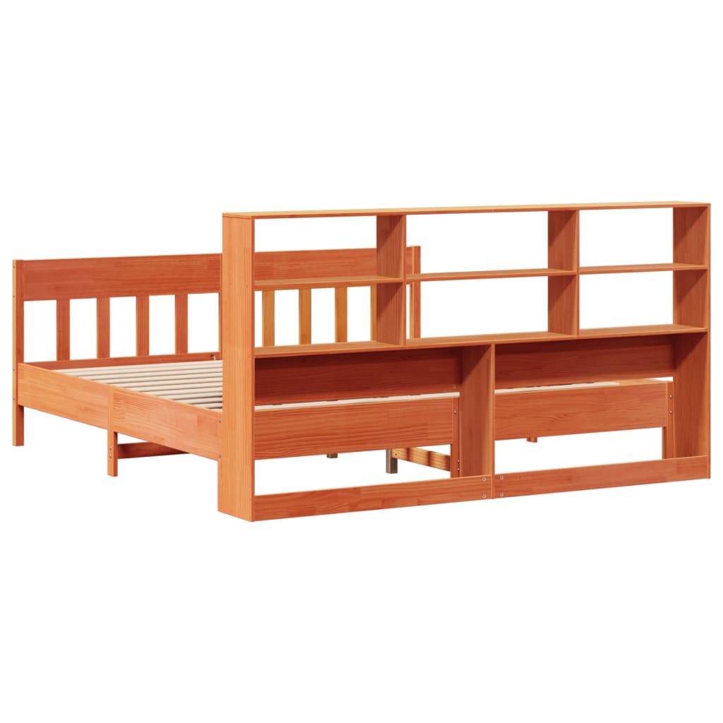 Cadre de lit sans matelas cire marron 180x200cm bois pin massif - XIOS