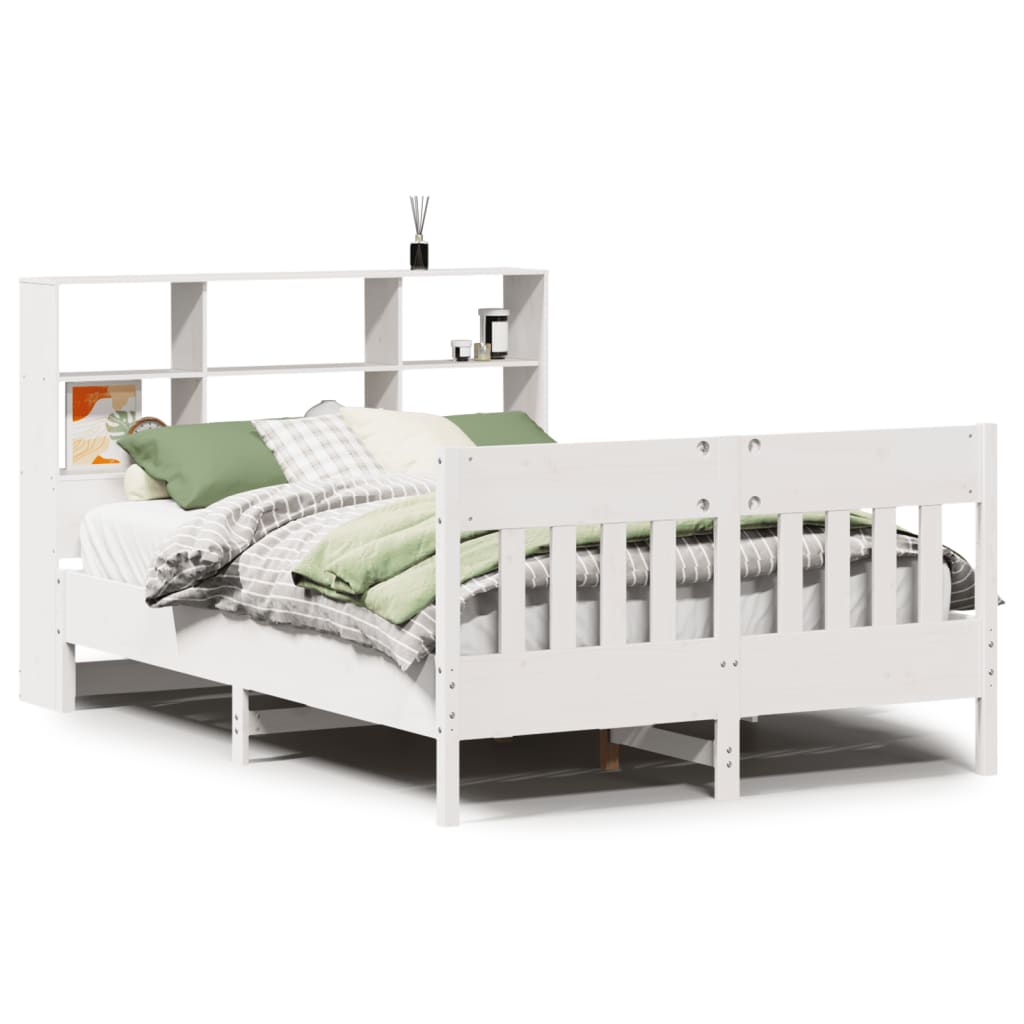 Cadre de lit sans matelas blanc 160x200 cm bois de pin massif - XIOS
