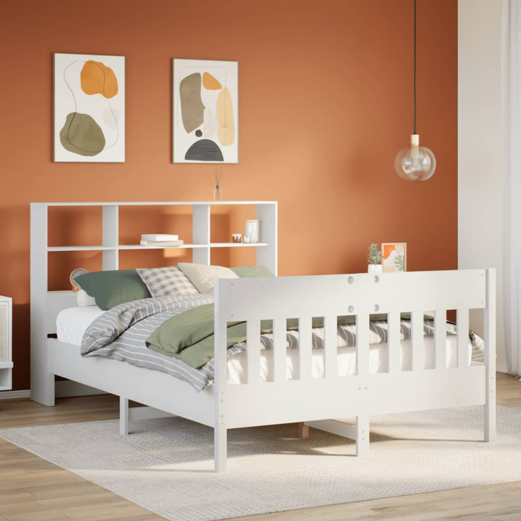 Cadre de lit sans matelas blanc 160x200 cm bois de pin massif - XIOS