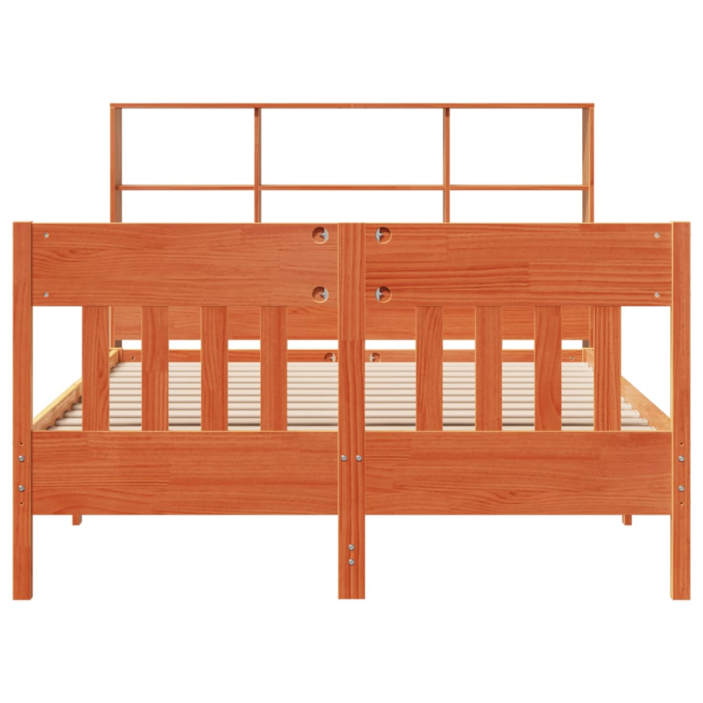 Cadre de lit sans matelas cire marron 160x200cm bois pin massif - XIOS