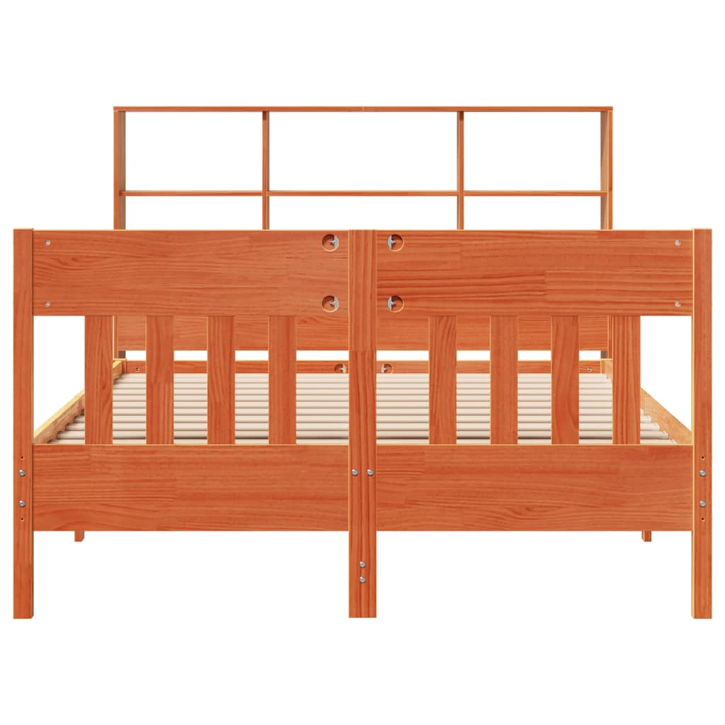 Cadre de lit sans matelas cire marron 150x200cm bois pin massif - XIOS