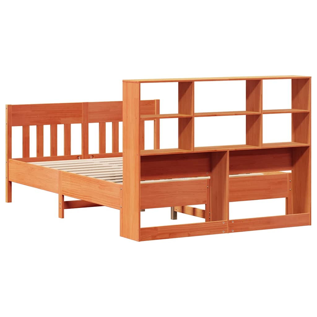 Cadre de lit sans matelas cire marron 150x200cm bois pin massif - XIOS