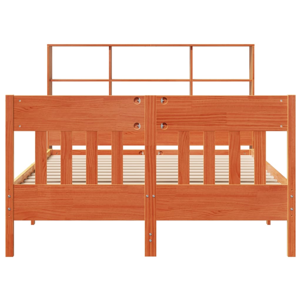 Cadre de lit sans matelas cire marron 140x200cm bois pin massif - XIOS