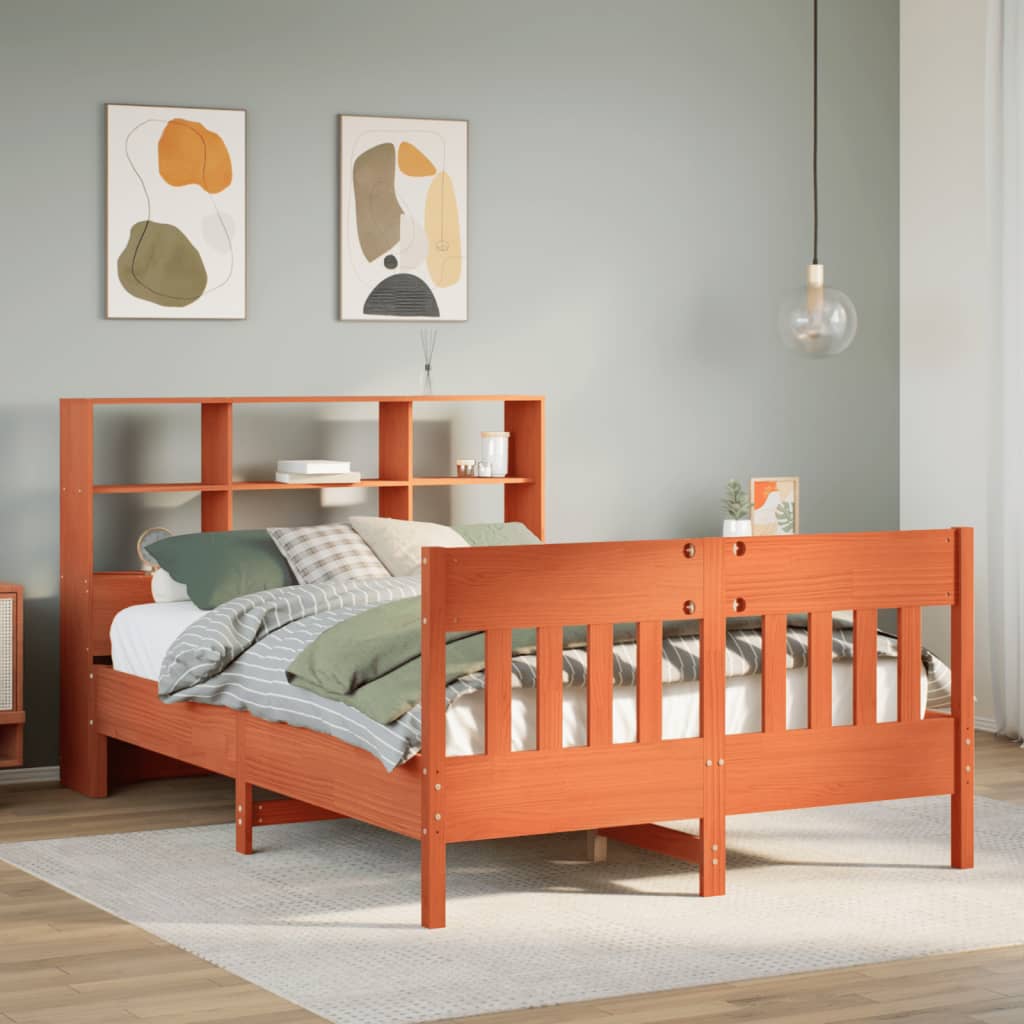 Cadre de lit sans matelas cire marron 120x200cm bois pin massif - XIOS