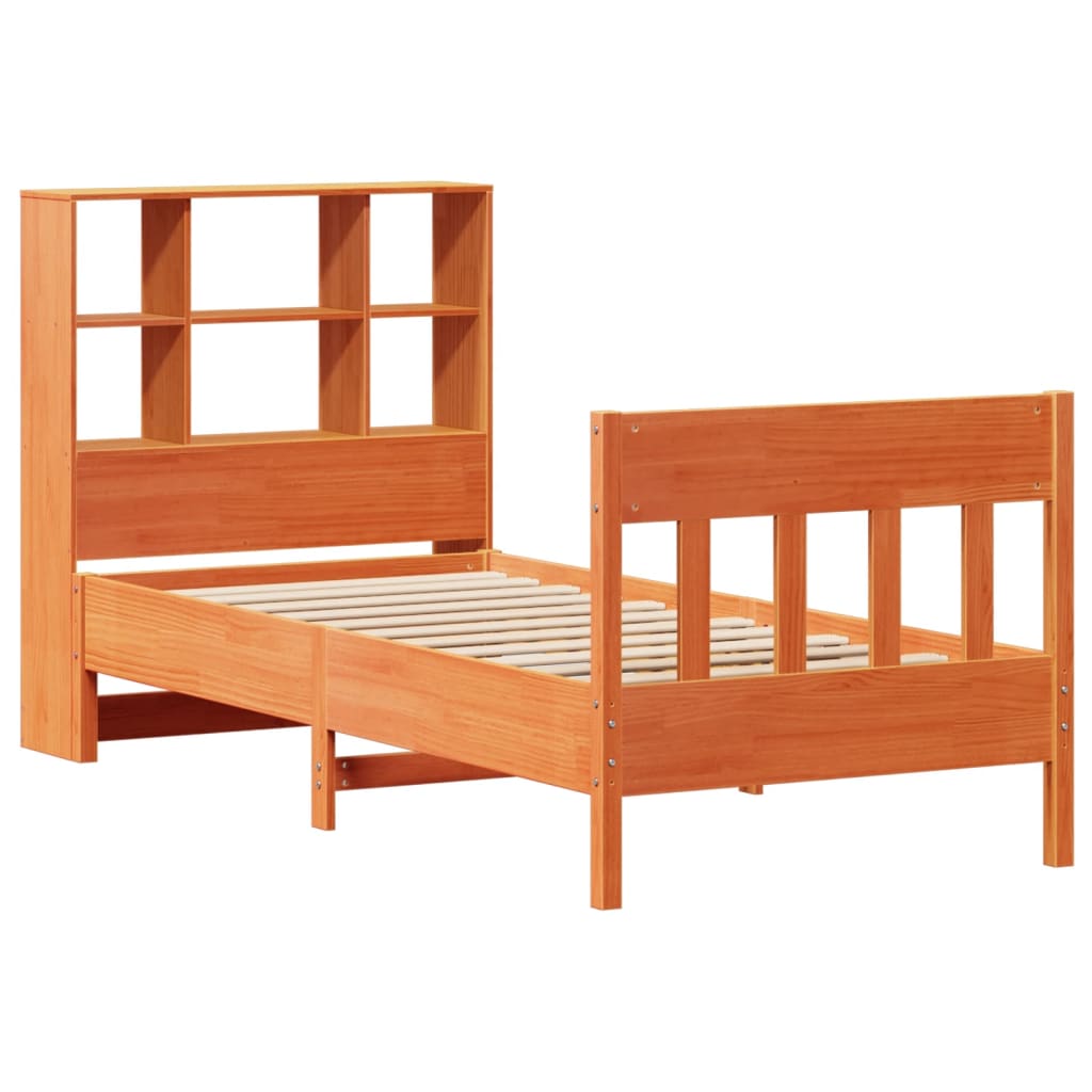 Cadre de lit sans matelas cire marron 100x200cm bois pin massif - XIOS