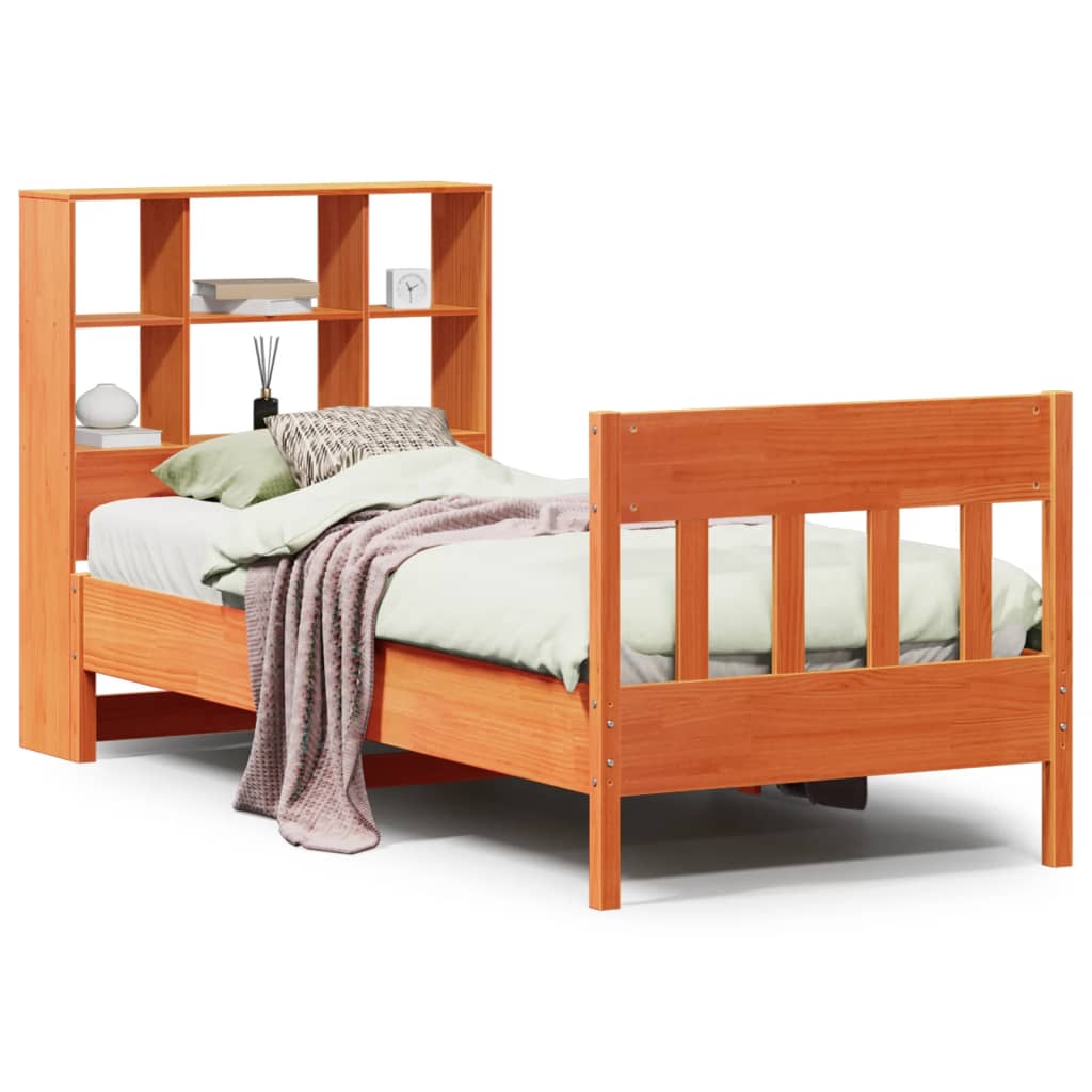 Cadre de lit sans matelas cire marron 75x190 cm bois pin massif - XIOS