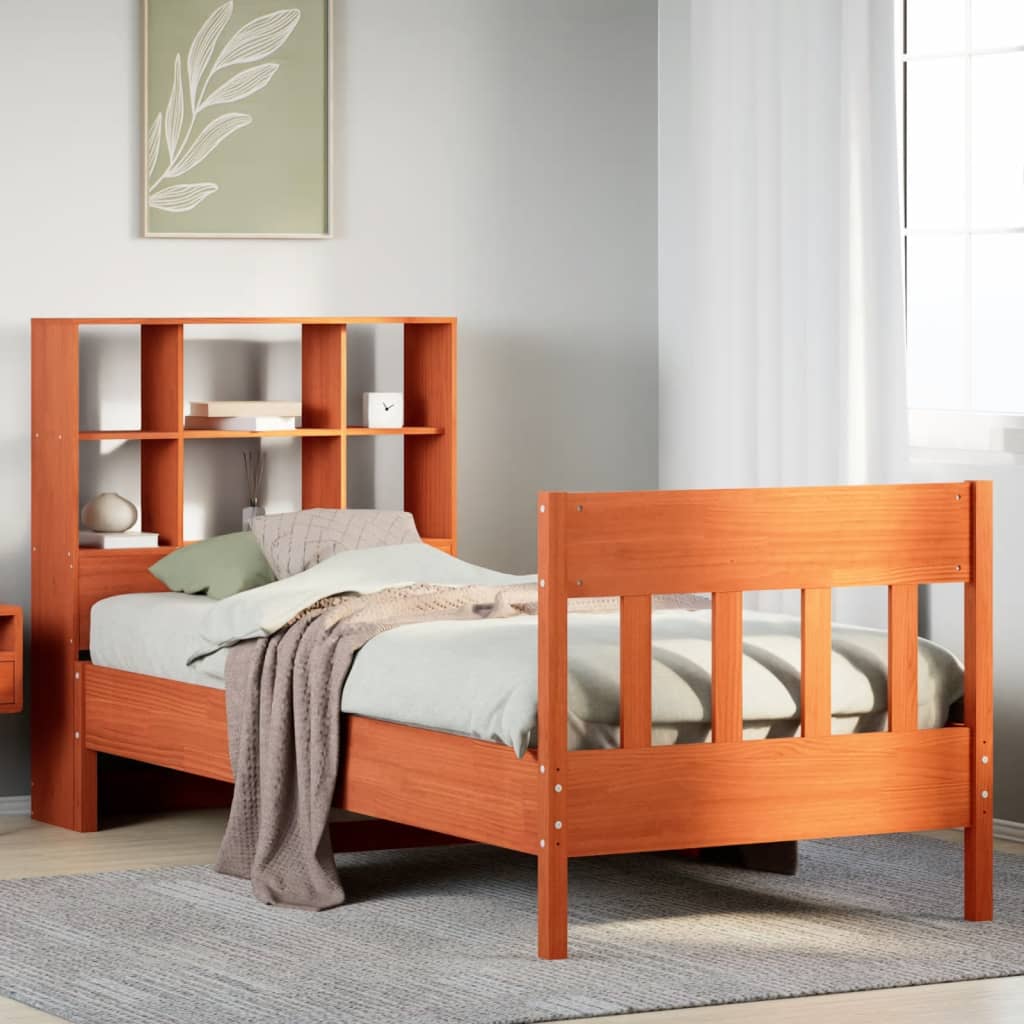 Cadre de lit sans matelas cire marron 75x190 cm bois pin massif - XIOS