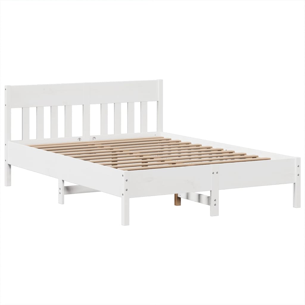 Cadre de lit sans matelas blanc 160x200 cm bois de pin massif - XIOS