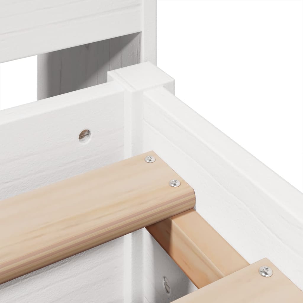 Cadre de lit sans matelas blanc 160x200 cm bois de pin massif - XIOS
