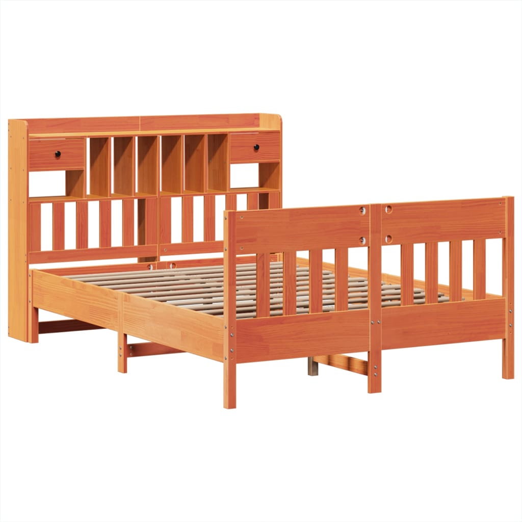 Cadre de lit sans matelas cire marron 150x200cm bois pin massif - XIOS