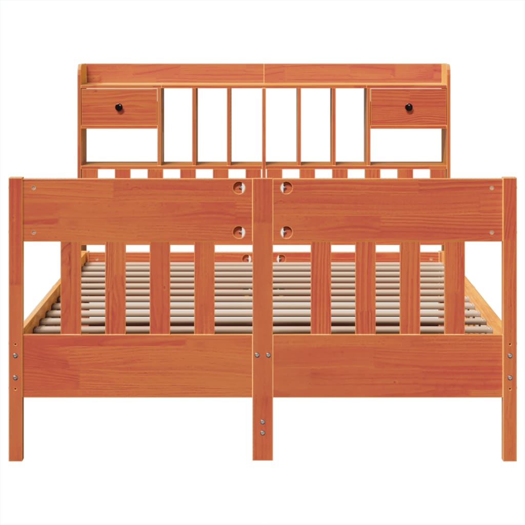 Cadre de lit sans matelas cire marron 150x200cm bois pin massif - XIOS
