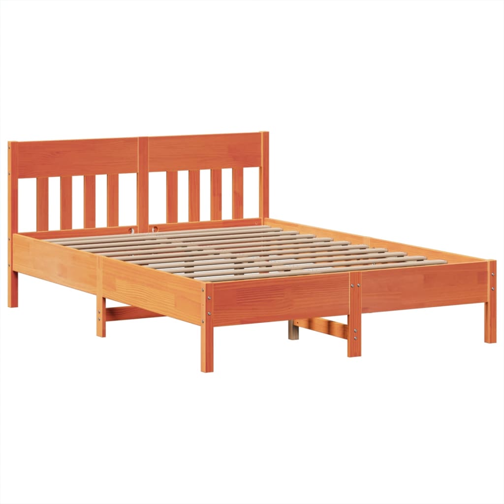Cadre de lit sans matelas cire marron 150x200cm bois pin massif - XIOS