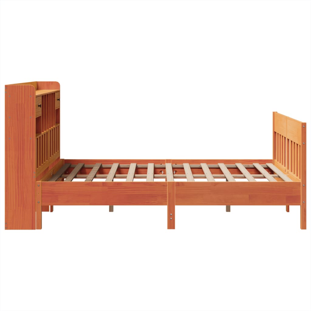 Cadre de lit sans matelas cire marron 150x200cm bois pin massif - XIOS