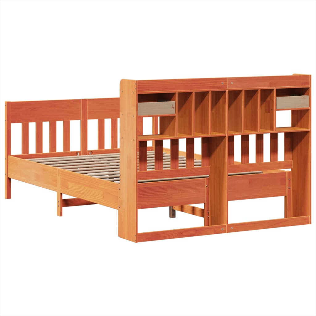 Cadre de lit sans matelas cire marron 150x200cm bois pin massif - XIOS