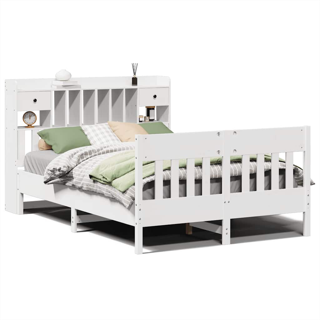 Cadre de lit sans matelas blanc 140x200 cm bois de pin massif - XIOS