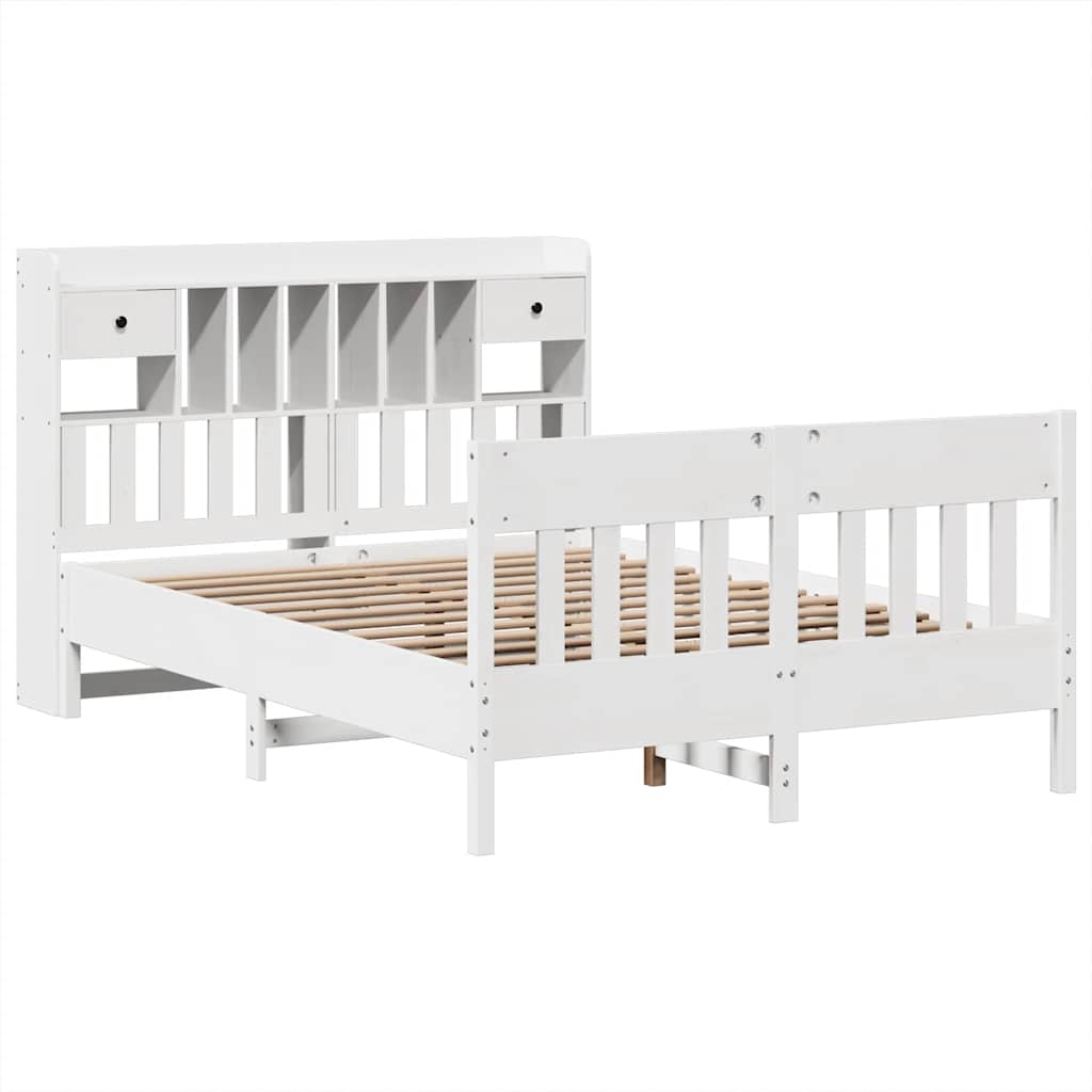 Cadre de lit sans matelas blanc 140x200 cm bois de pin massif - XIOS