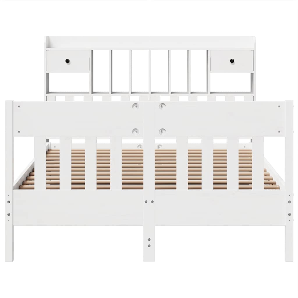 Cadre de lit sans matelas blanc 140x200 cm bois de pin massif - XIOS