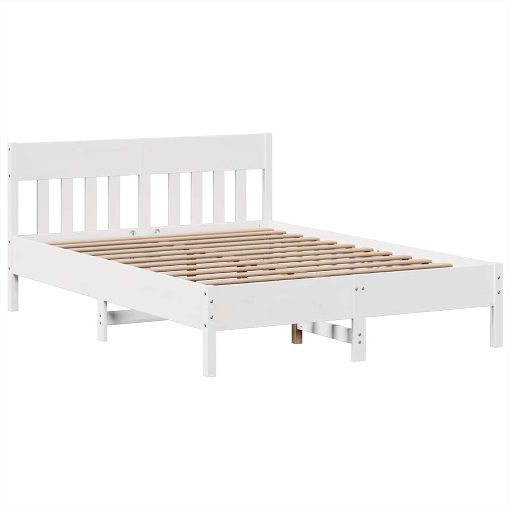 Cadre de lit sans matelas blanc 140x200 cm bois de pin massif - XIOS