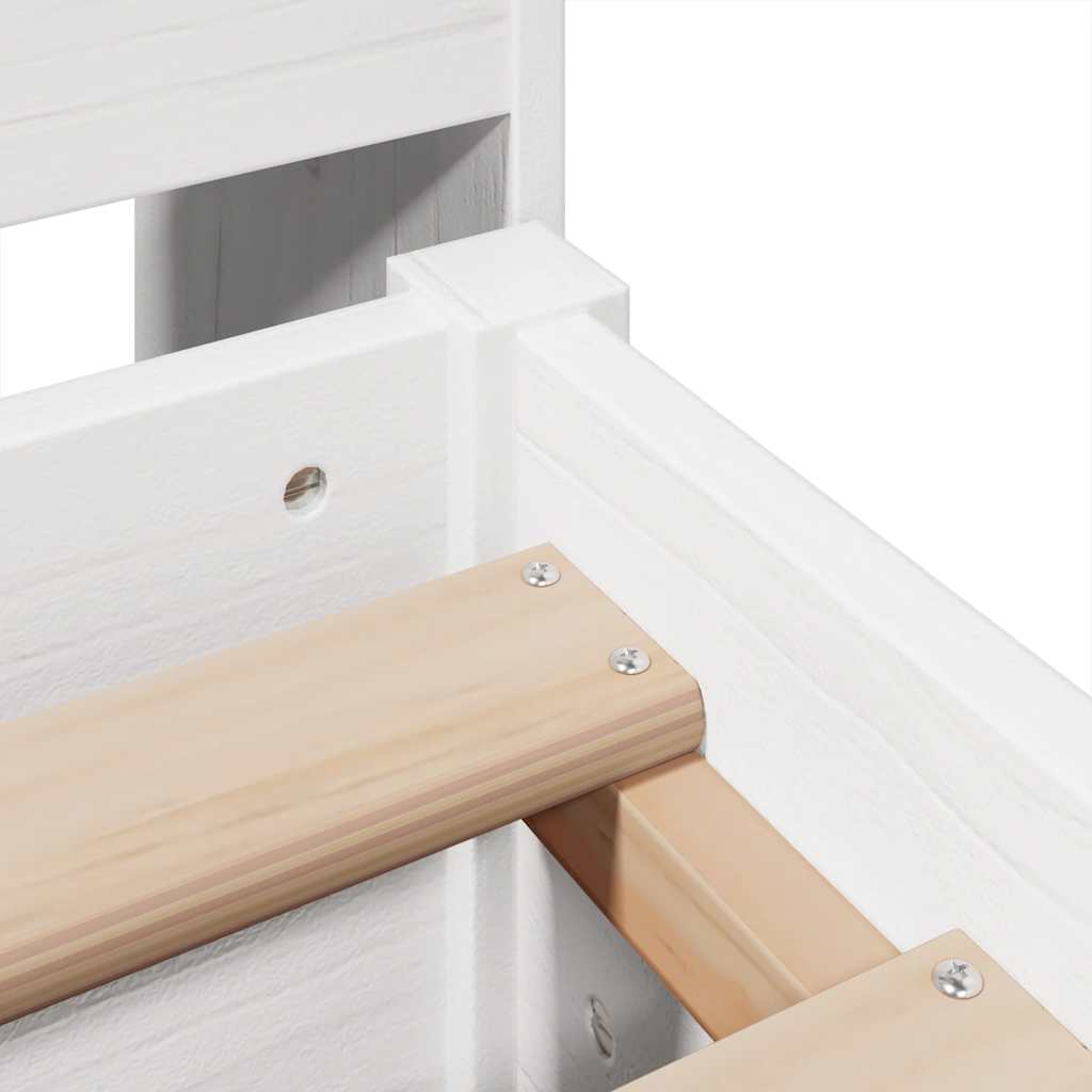 Cadre de lit sans matelas blanc 140x200 cm bois de pin massif - XIOS