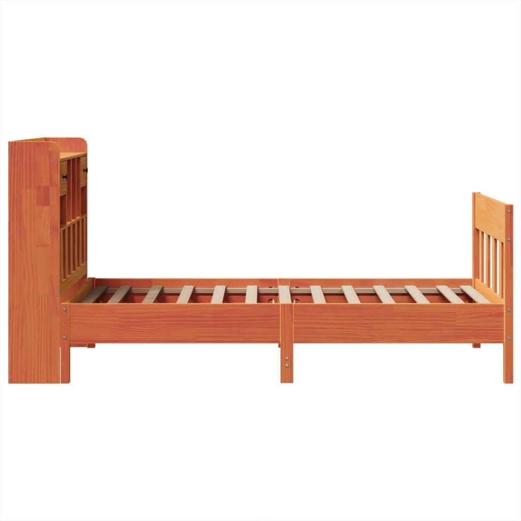 Cadre de lit sans matelas cire marron 100x200cm bois pin massif - XIOS
