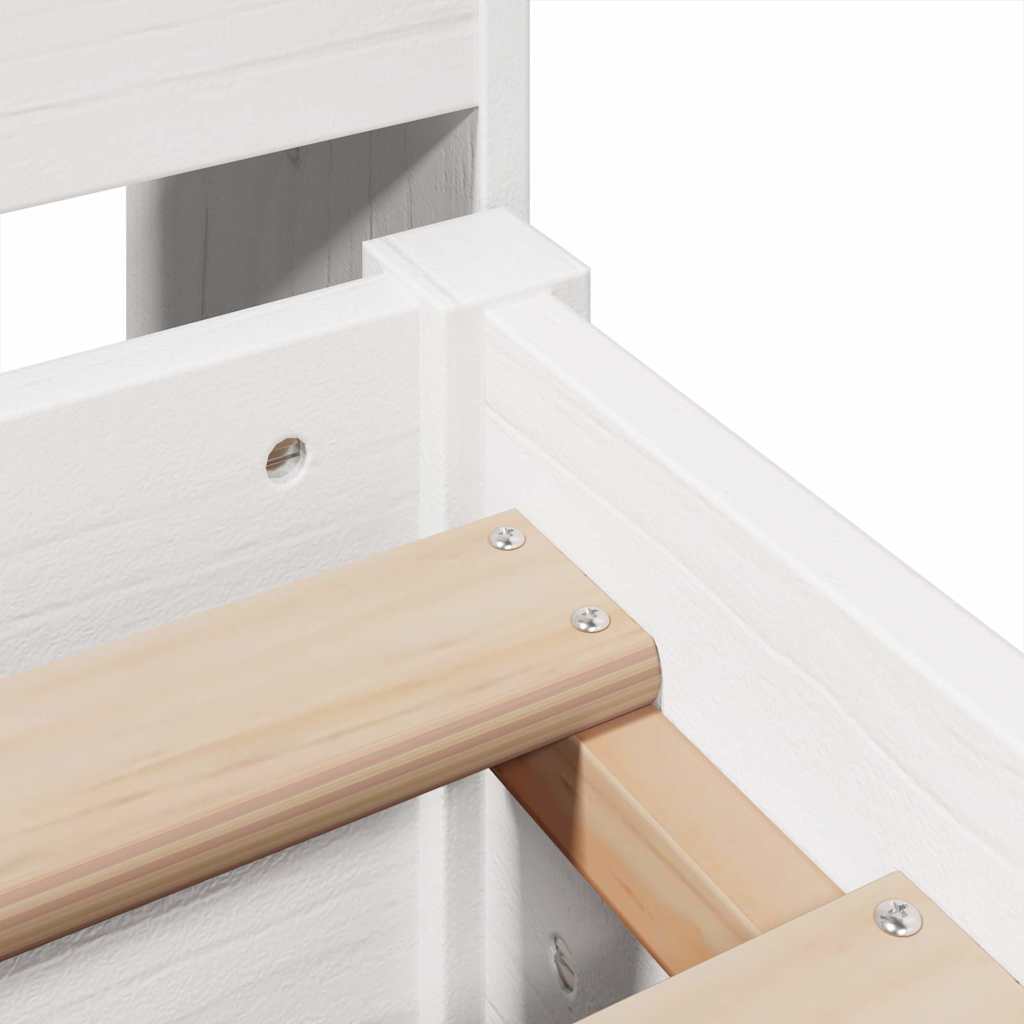 Cadre de lit sans matelas blanc 140x190 cm bois de pin massif - XIOS