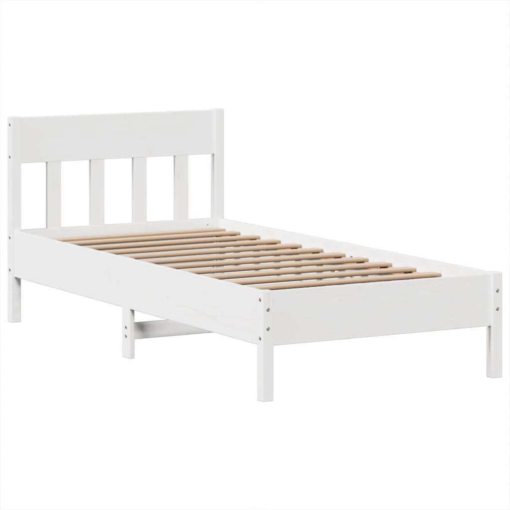 Cadre de lit sans matelas blanc 75x190 cm bois de pin massif - XIOS