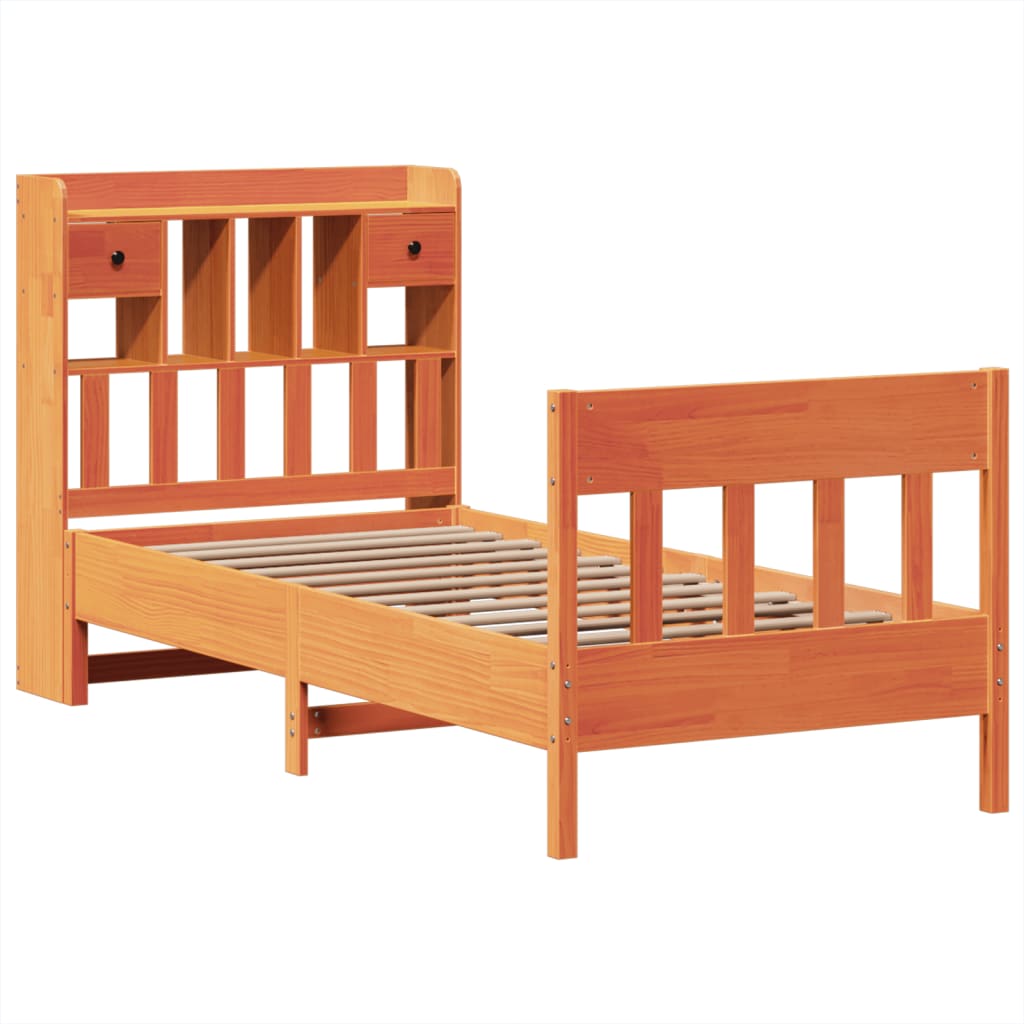 Cadre de lit sans matelas cire marron 75x190 cm bois pin massif - XIOS