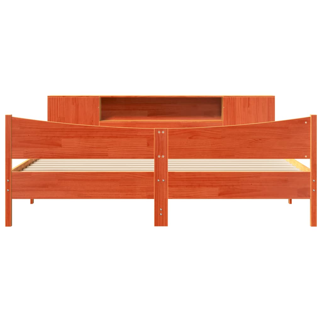 Cadre de lit sans matelas cire marron 200x200cm bois pin massif - XIOS