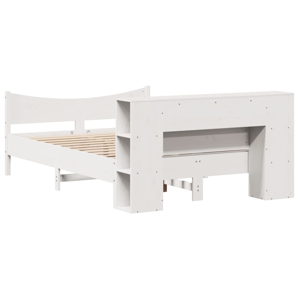 Cadre de lit sans matelas blanc 160x200 cm bois de pin massif - XIOS