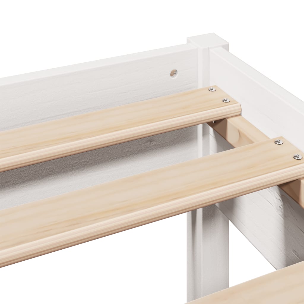Cadre de lit sans matelas blanc 160x200 cm bois de pin massif - XIOS
