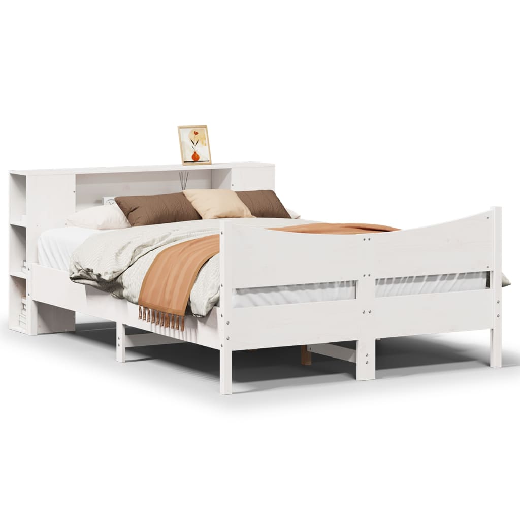 Cadre de lit sans matelas blanc 150x200 cm bois de pin massif - XIOS
