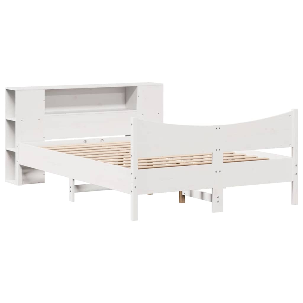 Cadre de lit sans matelas blanc 150x200 cm bois de pin massif - XIOS