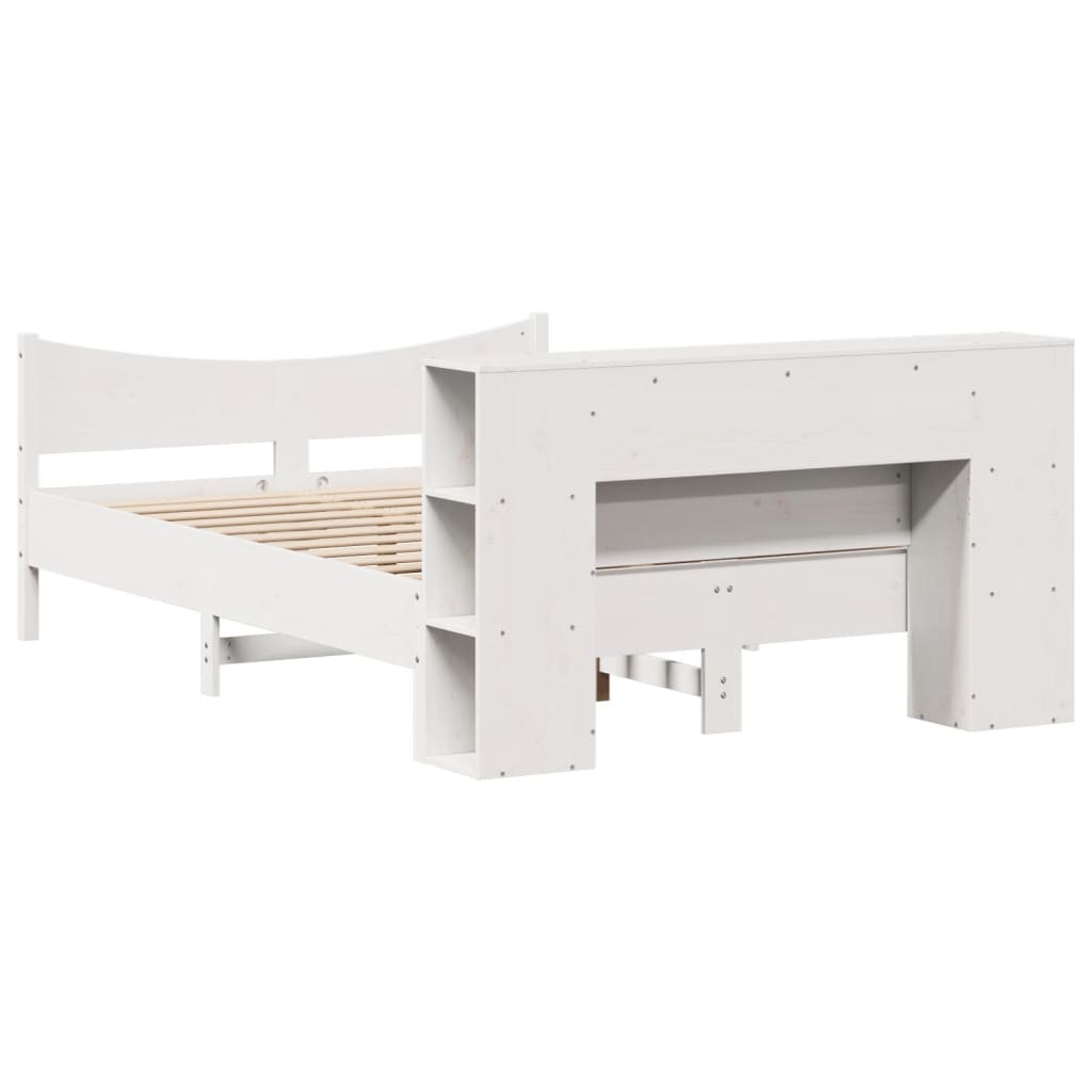 Cadre de lit sans matelas blanc 150x200 cm bois de pin massif - XIOS