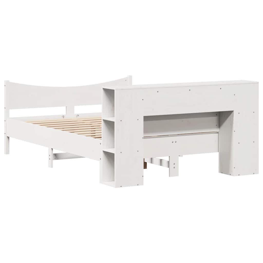 Cadre de lit sans matelas blanc 150x200 cm bois de pin massif - XIOS