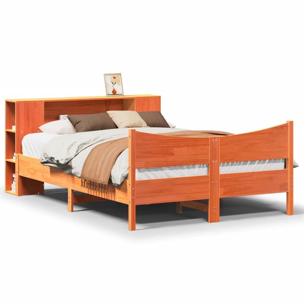 Cadre de lit sans matelas cire marron 150x200cm bois pin massif - XIOS