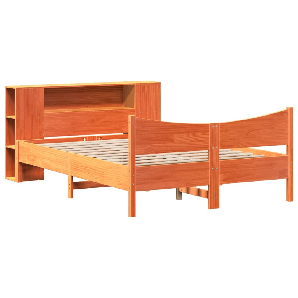 Cadre de lit sans matelas cire marron 150x200cm bois pin massif - XIOS