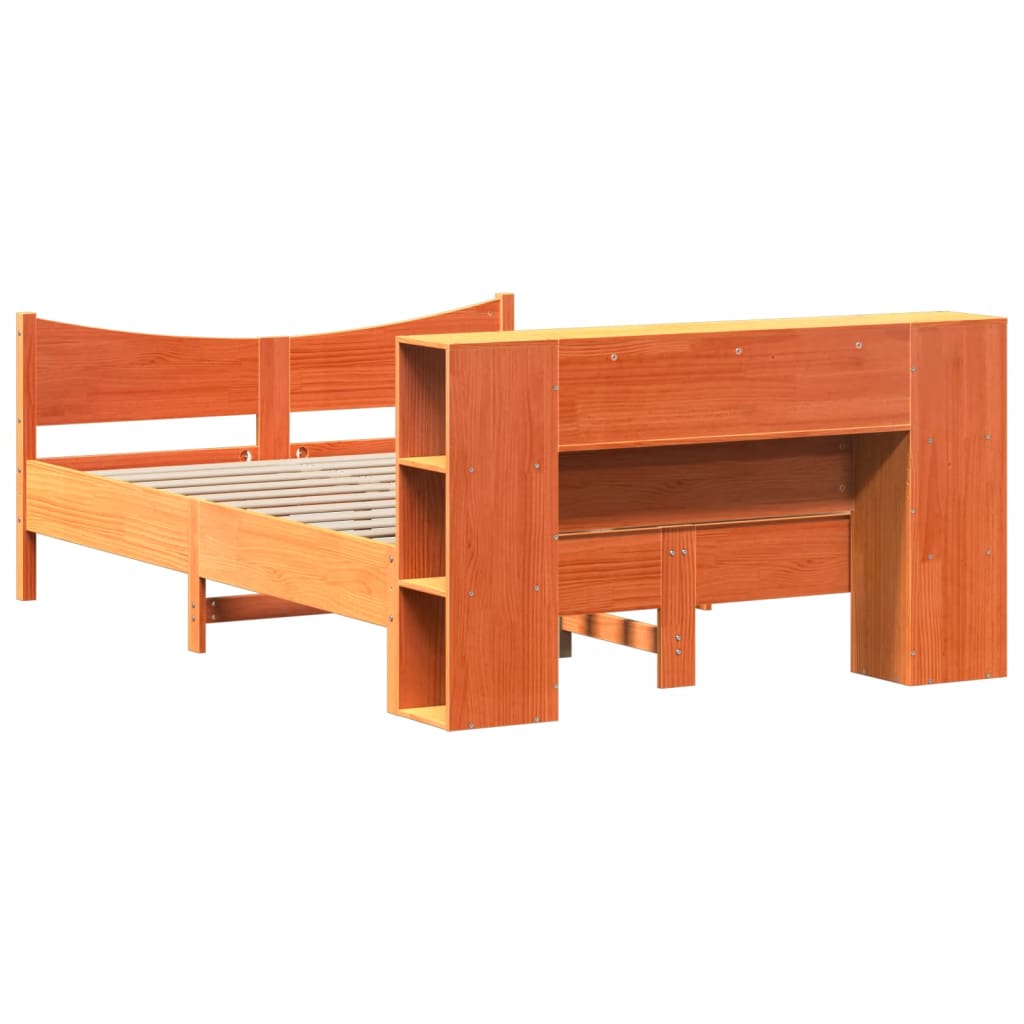 Cadre de lit sans matelas cire marron 150x200cm bois pin massif - XIOS