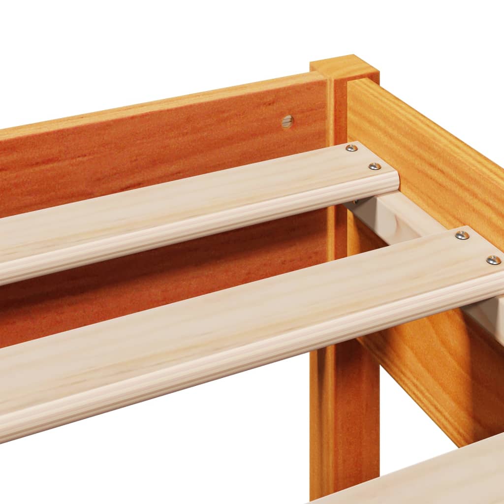 Cadre de lit sans matelas cire marron 150x200cm bois pin massif - XIOS