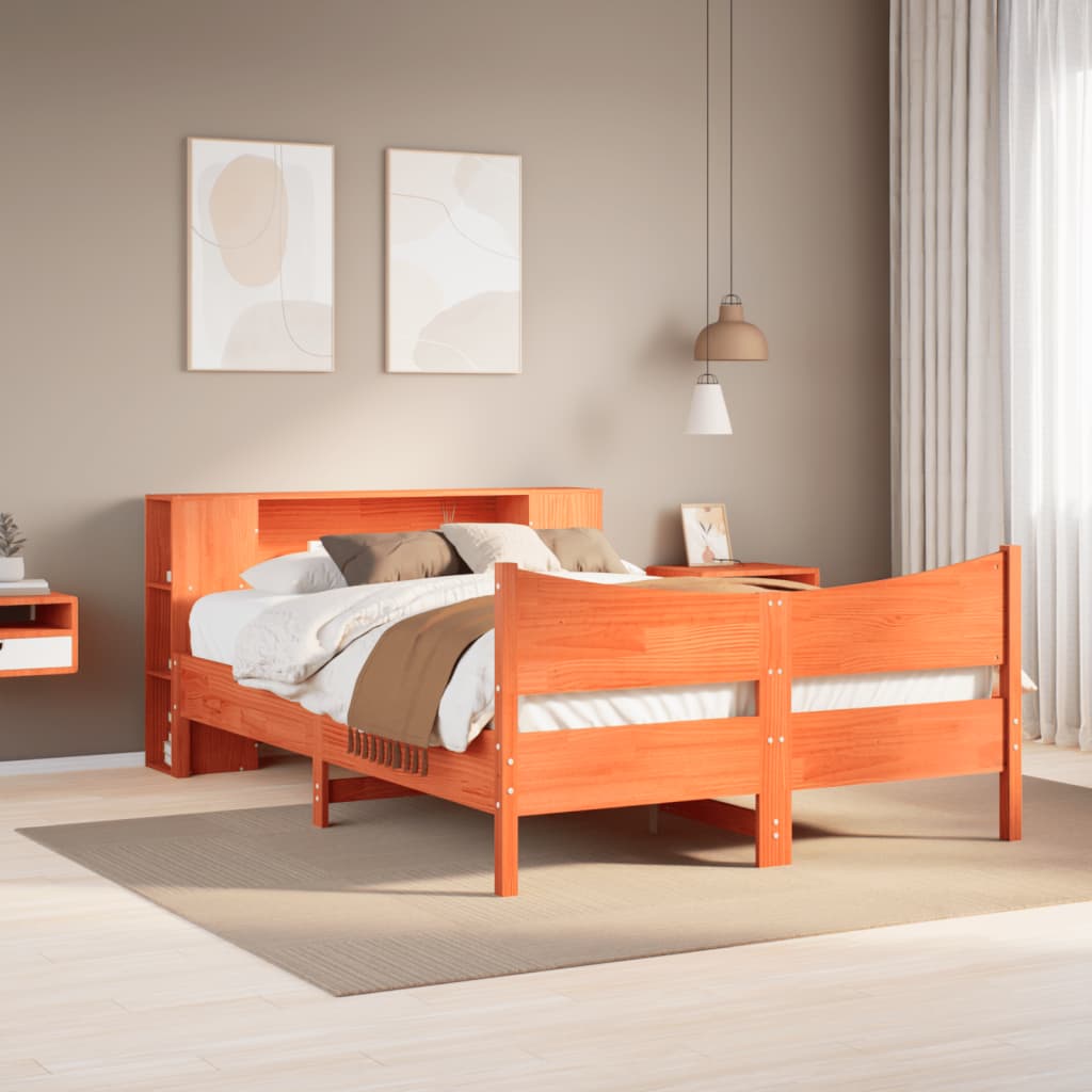 Cadre de lit sans matelas cire marron 150x200cm bois pin massif - XIOS