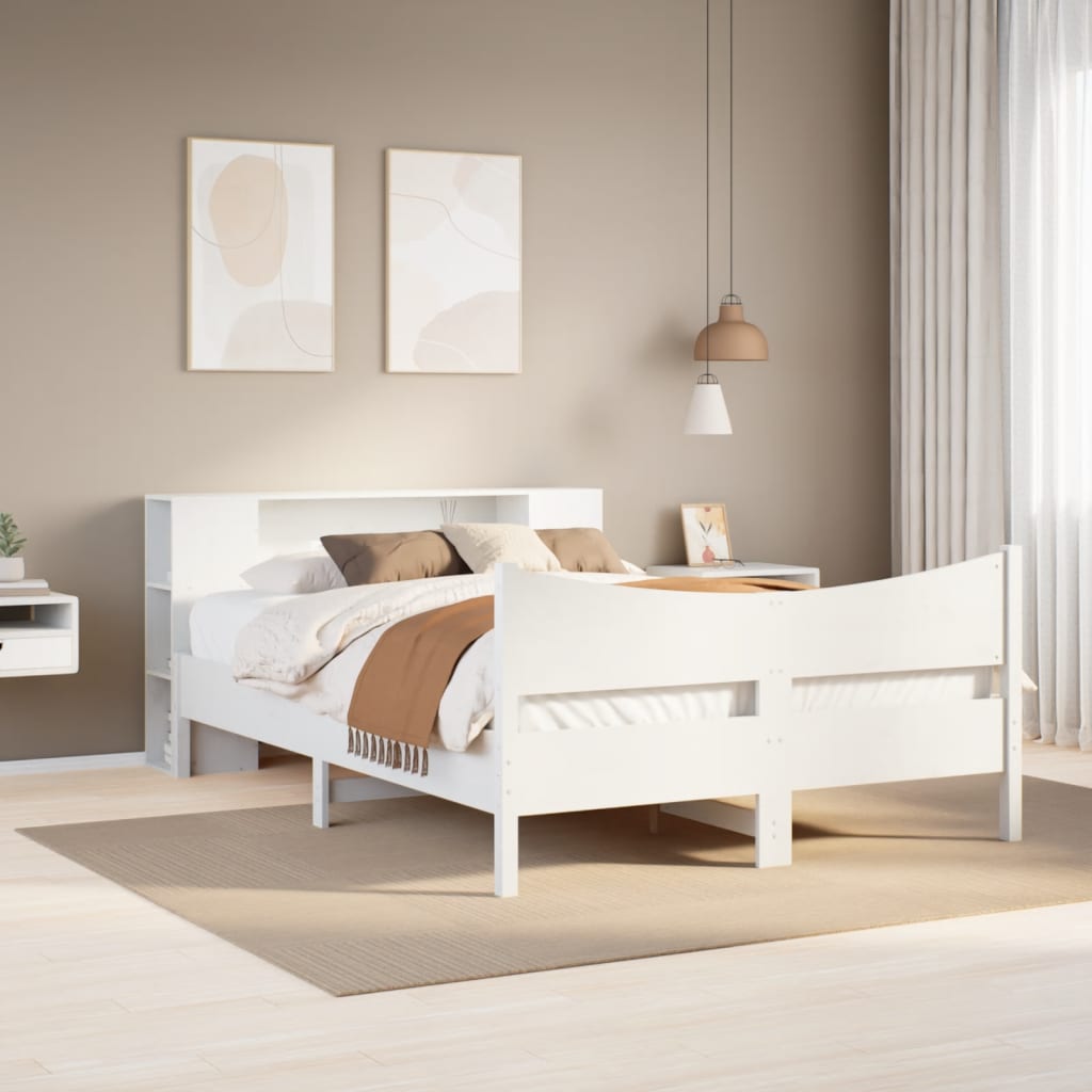 Cadre de lit sans matelas blanc 140x200 cm bois de pin massif - XIOS