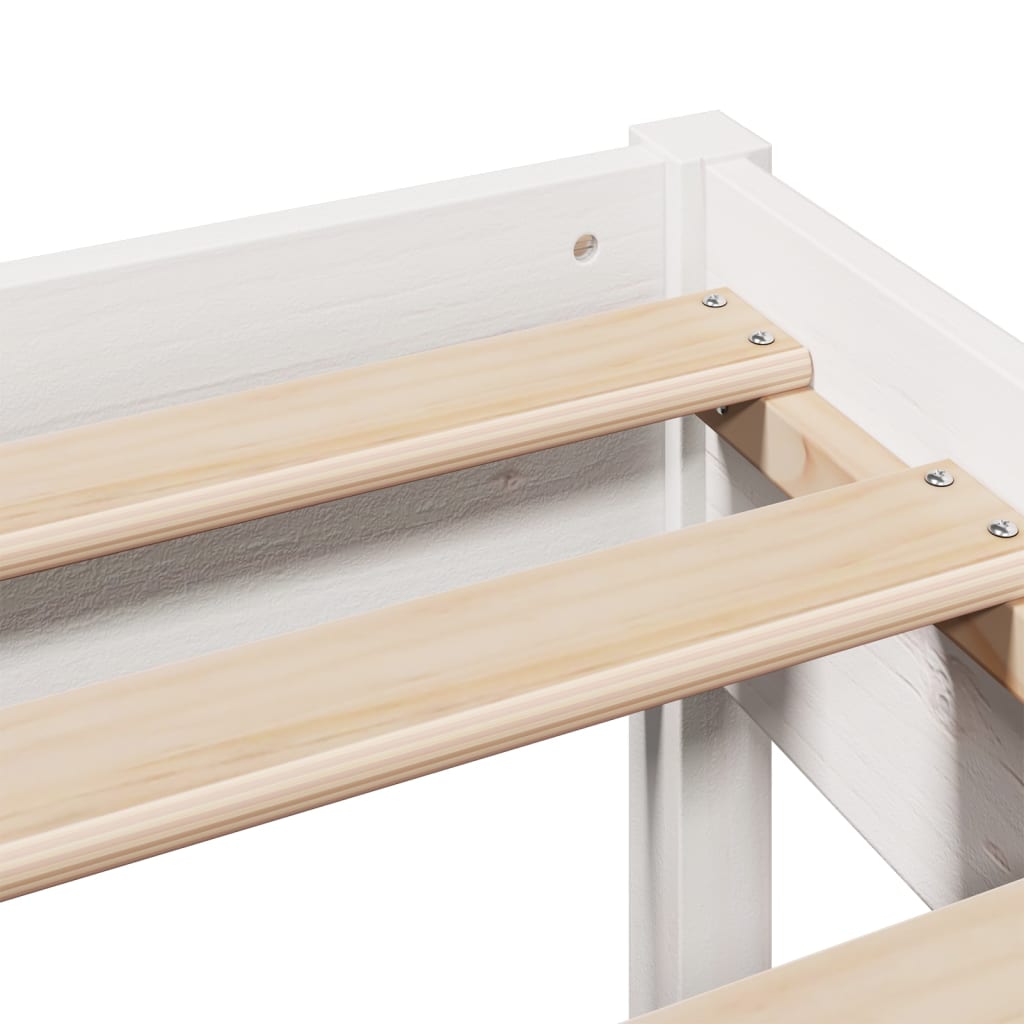 Cadre de lit sans matelas blanc 135x190 cm bois de pin massif - XIOS