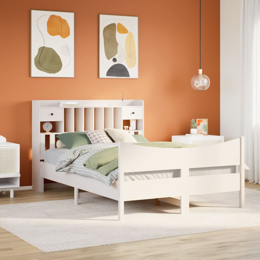 Cadre de lit sans matelas blanc 160x200 cm bois de pin massif - XIOS