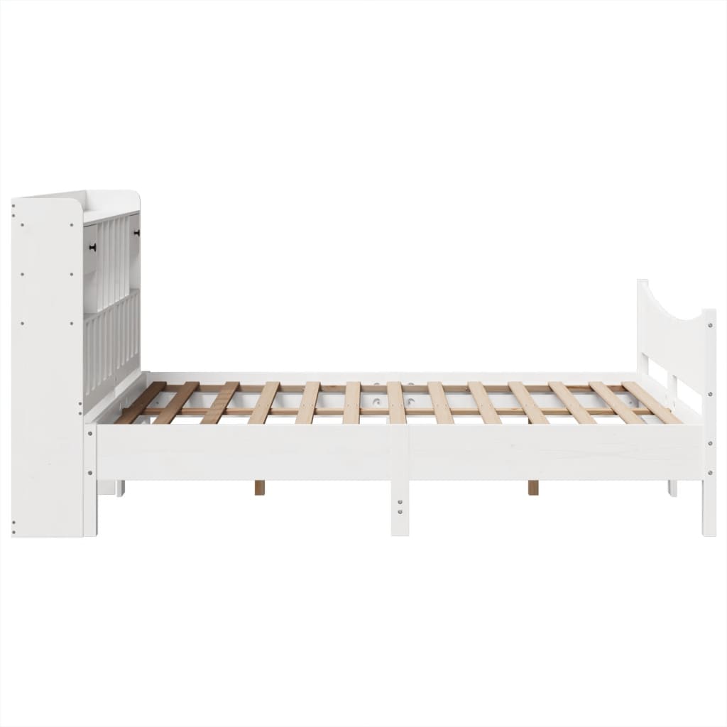 Cadre de lit sans matelas blanc 150x200 cm bois de pin massif - XIOS