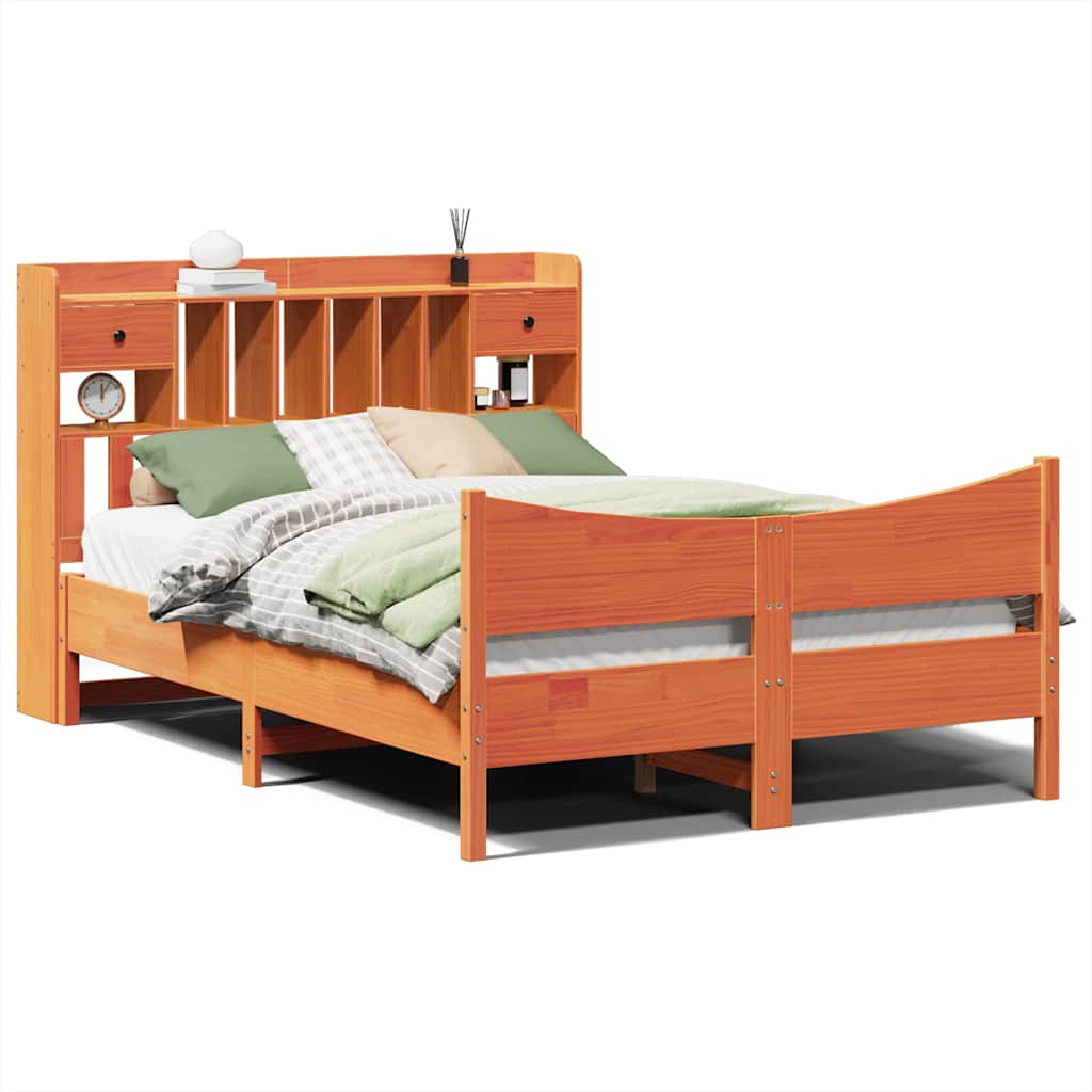 Cadre de lit sans matelas cire marron 150x200cm bois pin massif - XIOS
